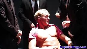 Dominated gay drenched with cum