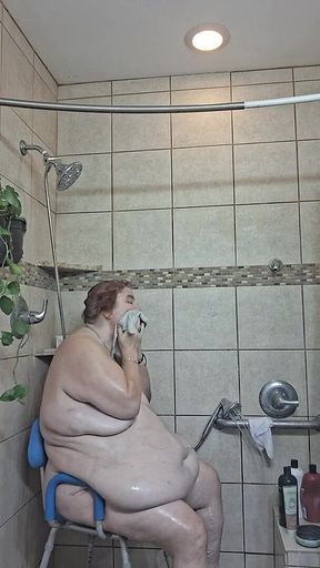 Big Beauty Nurse Vicki Taking a Mud Treatment in My Shower!
