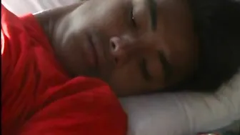 Hairy skinny Asian twink sucks cock before bareback breeding and cumshot