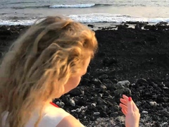 Amateur blonde Kaira in mini skirt masturbation scene