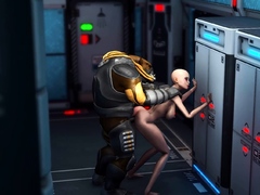 Super hot sexy girl has hard anal sex with alien monster