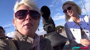Hot blonde bombshells swap partners and show off their big asses and anal skills in part 1