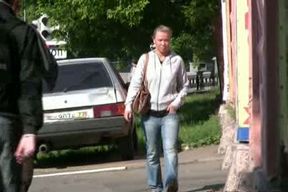 Russian amateur blonde lady makes her panties wet with piss