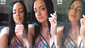 Candid smoking in a bikini
