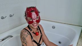 sexy masked milf rough anal fuck insertions and piss fun