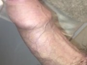 Showing off my semi-erect hairy uncut cock :)