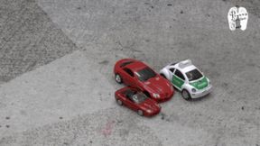 Toy Cars under wooden Clogs