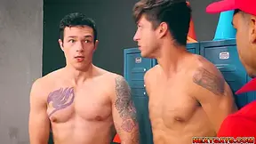 Gay Threesome With Coach And Teammates In The Locker Room With Elliot Finn And Jayden Marcos