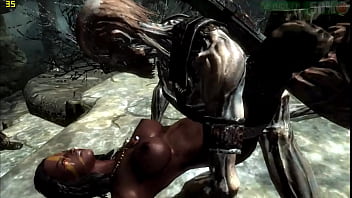 Skyrim Female Warrior in the Dungeon