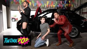 TWINKPOP - Horny Twink Joey Mills Gets Spit Roasted By Hunks Reese Rideout And Dom King