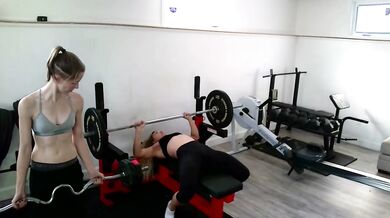 Gym queen loses control as her tight body gets worked out rough while squirt scripting on the bench