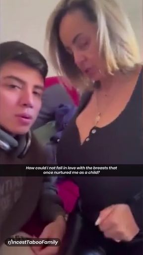 Busty mom enjoys motorboating with her son while stripping down