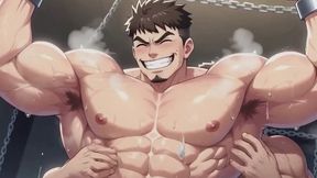 Anime men tickled on armpits