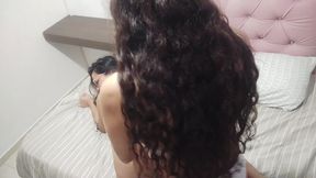 Petite teen ebony gets penetrated with strap-on by friend