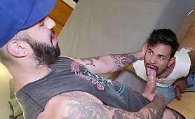 Two horny tattoo artists enjoy sex after a long day at work