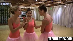 Ballerinas show off their pussy licking skills