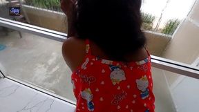 Sri Lankan - Our First time Outdoor Sex Experience with open Glass Window - Asian Hot Couple