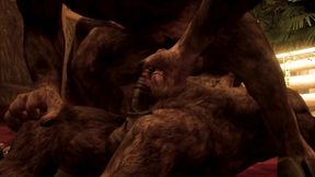 Two hungry minotaur twunks frot and cum together raw