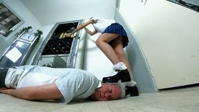 Danielle Chunky Mary Jane School Shoes Trampling & Jumping On His Head FLOOR CAM