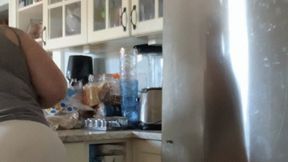 Mom wears full bottom panties in the kitchen