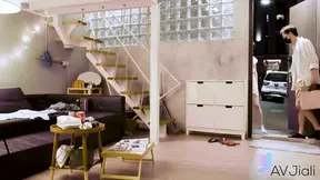 Yuli sucks her friend's hard dick at his place