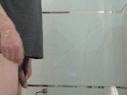 Guy caught pissing by bathroom