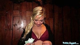 German blonde babe gets paid to fuck in public for cash