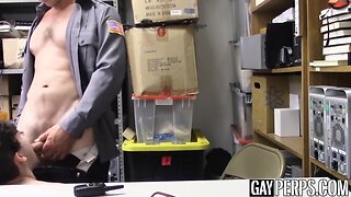 Thieving twink facialized after disciplinary condomless