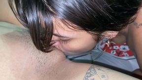 I get home and my stepmom is alone and I enter her room and fuck her pussy lesbian sex