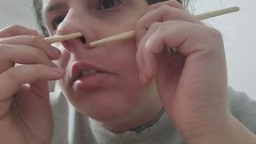 Nose Exploration with Sushi Sticks – Touching, Probing, and Showing My Big Roman Nose Close-Up, Intimate Nose Fetish Video