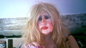 Old fuckpig cumslut  slag Sarah smoking like  the trashy whore she is