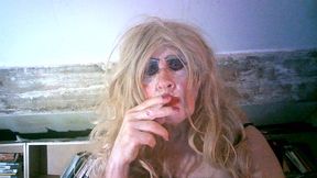 Old fuckpig cumslut  slag Sarah smoking like  the trashy whore she is