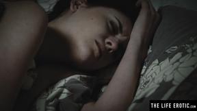 ”Brunette hottie fantasies about being tied up while masturbating”