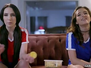 Big tits brunette Jade Baker lost the bet,as consequence shes to go down on her latina bff Brooke