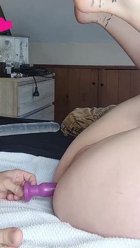 I fuck my boyfriend's ass with a big double dildo