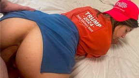 Republican Girl Rejoiced at the Victory and Jumped on Friend's Dick with Joy