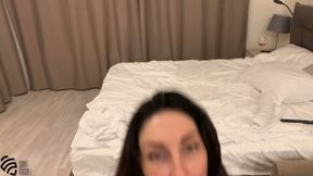 Hot milf sucked her stepson and finished on her face