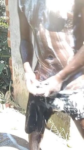 Black Teen Showering While Masturbating in Neighbors Washrooms