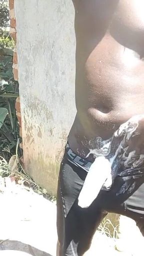 Black Teen Showering While Masturbating in Neighbors Washrooms