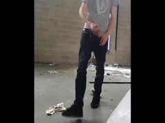 Twink teen wank in abandoned building