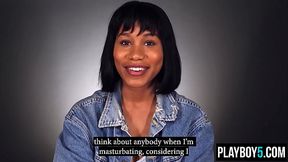 Black MILF Jenna Fox solo masturbation session with an orgasm