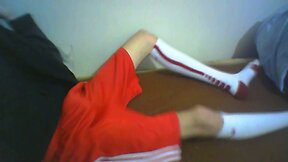 Turkish boy Baris - jerking in football uniform