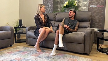 Slutty Wife Cheats on Husband with His Best Friend: Secret Footjob & Blowjob