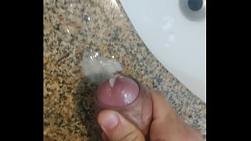 jerkingoff with cream and Cumming on the sink