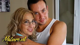 Curvy Blonde MILF In Nerdy Glasses Fucks Neighbors Hairy Pussy