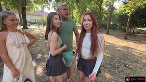 Tiny 19-year-old newbies Megan Murkovski &amp_ Mia Mi creampie foursome