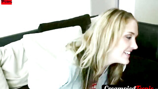 CreampiedTeenie.com - Horny Briana Oshea lets the cable guy pound her teen pussy hard