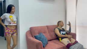 My Shy Stepsister Catches Me Masturbating and She Wants Me to Fuck Her Really Hard Until She Makes Her Cum. I on Top of Her.