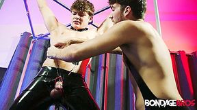 BondageBros: Bound Carter Collins Writhes As Master Oliver Marx Teases Him With Shocks