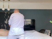 Horny client gets hard during massage and seduces the masseur.